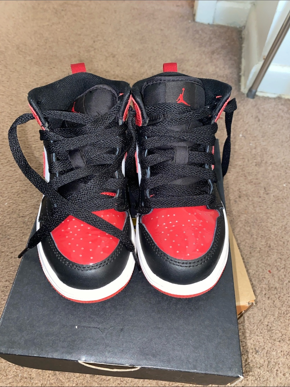 Jordan Kids' Black and Red High-Top Sneakers